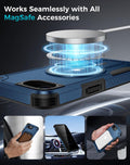 Magnetic Case for iPhone 17e/16e 6.1" Blue with Privacy Screen Protector and Invisible Kickstand by Merch Section