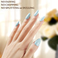 KBS Designer Handmade Press On Nails Blue Short French Tip Almond 16 Sizes Kit by Deal US