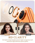 BERFY Camera Lens Protector for iPhone 17 Pro/17 Pro Max, Glitter Bling Aluminum Alloy Metal Ring, 9H Tempered Glass Camera Cover Screen Protector Accessories, Anti-Scratch, Case Friendly, Orange
