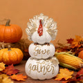 Hodao Thanksgiving Pumpkin Turkey Figurine 3 Stacked Pumpkins White Resin by Deal US