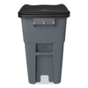 Rubbermaid Brute Rollout Container, Square, Plastic, 50 gal, Gray