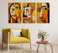 LAJDXSX 3 Pcs Abstract Portrait Canvas Wall Art Orange 12x16in Set by Deal US