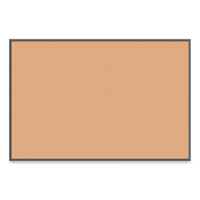 U Brands Cork Bulletin Board with Aluminum Frame, 70 x 47, Natural Surface, Black Frame
