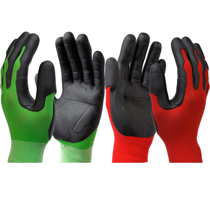 Meow Garden Thorn Proof Garden Gloves 2 Pairs Heavy Duty TPE Coated Green Red by Deal US