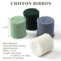 YANGTE Handmade Chiffon Silk Ribbon 1.5in x 28yd 4 Rolls Ivory Green Blue by Deal US