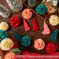 OBBOLO Tissue Paper Pompom Garland with Cotton Tassels 2 Pcs Red Green Pink by Deal US