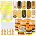 PullCrease Childhood Cancer Awareness Kit 400 Pcs Gold Ribbon Pens Bracelets by Deal US