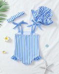Renotemy Toddler Girl One-Piece Rash Guard Swimsuit Pink Striped Size 18-24M by Deal US
