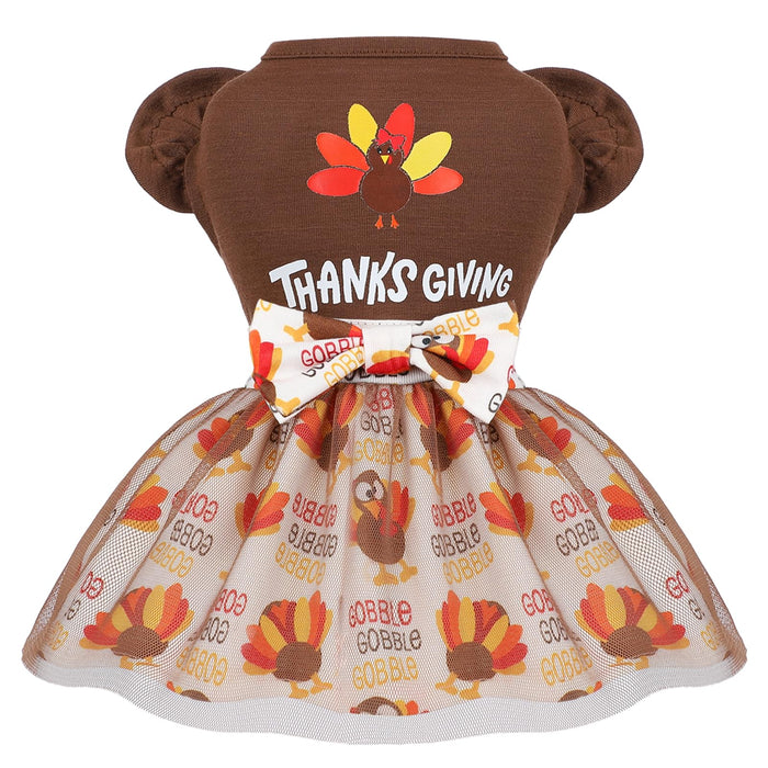 Sebaoyu Thanksgiving Dog Dress Brown Turkey Skirt Small Size by Deal US