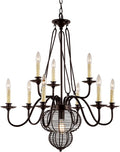 Trans Globe Lighting - French Basket -Ten Light 2-Tier Chandelier by Vanessa Jane