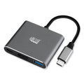 Adesso 3-in-1 USB-C Multi-Port TAA Compliant Docking Station, HDMI, USB-C, USB 3 A+PD, Black/Gray