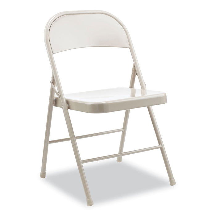 Alera Armless Steel Folding Chair, Supports Up to 275 lb, Taupe, 4/Carton