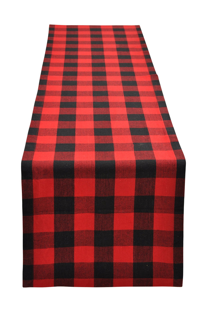 Yourtablecloth Buffalo Checkered Table Runner 14x108 Red and Black Cotton by Deal US