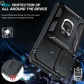 Military-Grade Magnetic Stand Case for Samsung Galaxy A17 6.7" with Screen Protector Slide Camera Cover Black by Merch Section