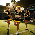 ROC PARTY Women Cheerleader Costume Yellow with Hairpins Pom Poms Size S by Deal US