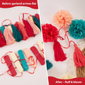 OBBOLO Tissue Paper Pompom Garland with Cotton Tassels 2 Pcs Red Green Pink by Deal US