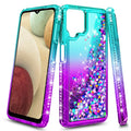 Compatible with Samsung Galaxy A42-5G Phone Case, Aqua/Purple | Sparkly Glitter