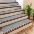YDKGL 4PC Non-Slip Peel & Stick Stair Treads 8x30 Brown Chenille by Deal US