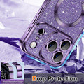 Glitter Clear Magnetic Case for iPhone 17 Pro 6.3" Purple Sparkle MagSafe Compatible by Merch Section