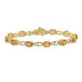 Oval Yellow Citrine & Diamond Prong 14K Yellow Gold Link Bracelet by Fine Color Jewels