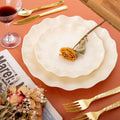 LIYH 24 Pcs Plastic Plates Reusable Scalloped Beige BPA Free 12 Guests by Deal US
