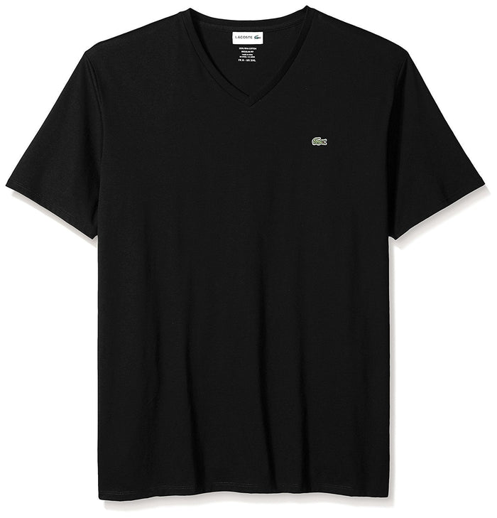 Lacoste Men's Short Sleeve V-Neck Pima Jersey T-Shirt by I-Max Fashions