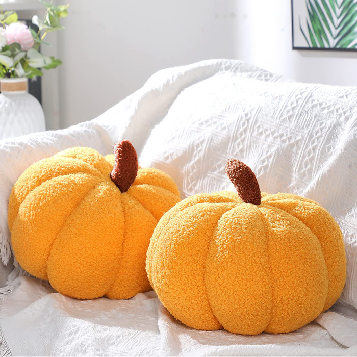Queekay 2 Pcs Pumpkin Pillow Plush 11x9.5 Inch Fall Decor Ginger Cotton by Deal US