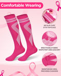 Subesty 2 Pairs Breast Cancer Awareness Compression Socks Pink Ribbon Size S/M by Deal US