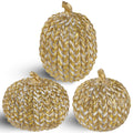 winemana Fall Decorations Set of 3 Gold White Resin Pumpkins Woven Design by Deal US