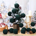 Soulchen 15 Pcs 3.15" Large Green Velvet Flocked Christmas Balls Ornaments by Deal US