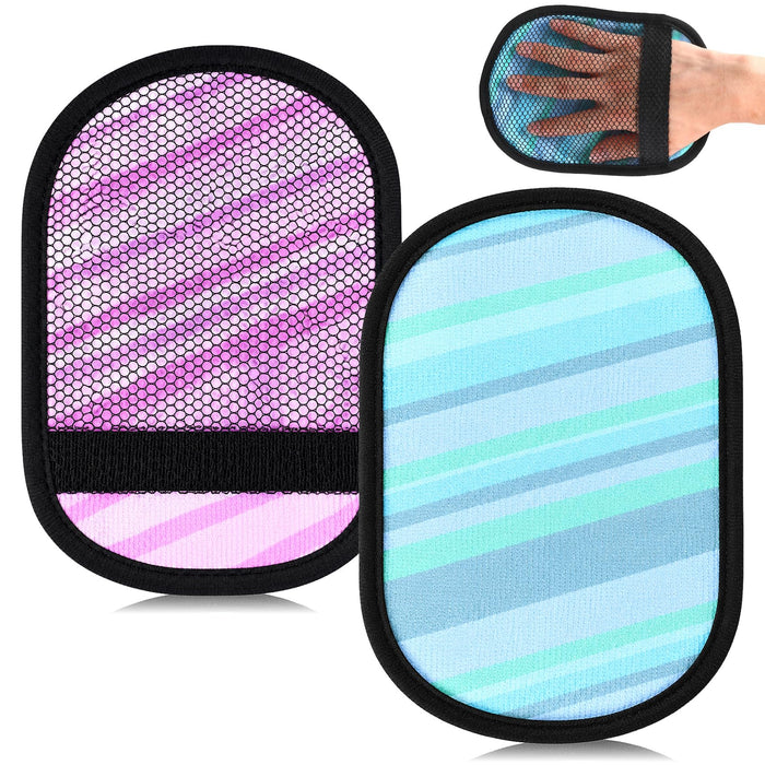 Sociaooil Sand Wipe Off Mitts, 2Pcs Beach Sand Remover Cleaner Mitts Bag, Soft Beach Travel Wipe Off Mitt for Summer Ocean Beaches Outdoor Activities Surf Volleyball Sandboxes Accessories, Purple&Blue