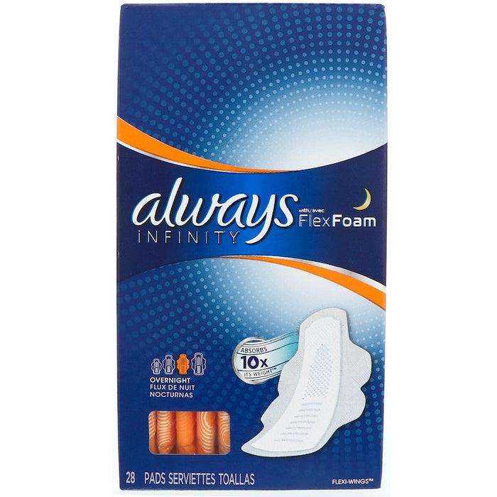 Always Infinity Flex Foam With Wings, Overnight, 28 Pads by Pasteur Pharmacy
