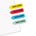 Redi-Tag Mini Arrow Page Flags, "Sign Here", Blue/Mint/Red/Yellow, 126 Flags/Pack