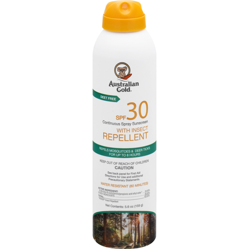 Australian Gold Sunscreen, With Insect Repellent, Continuous Spray, SPF 30, 5.6 Oz by Pasteur Pharmacy