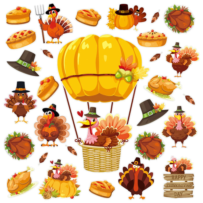 Whaline 45Pc Thanksgiving Turkey Hot Air Balloon Paper Cutouts Autumn Decor by Deal US