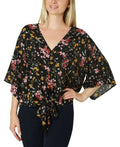 Polly & Esther Juniors Oversized Tie-Front Blouse by Vanessa Jane