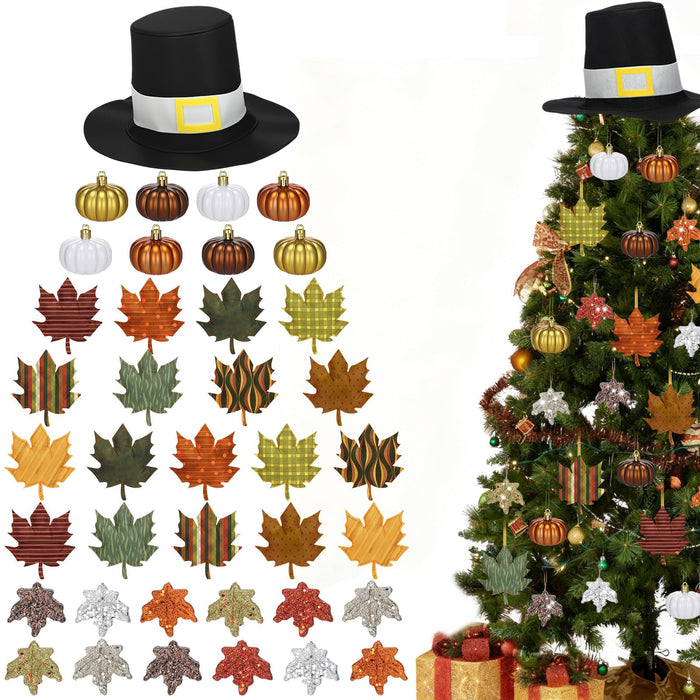 Soulchen 39 Pc Fall Thanksgiving Tree Ornaments Set Orange Brown Gold by Deal US