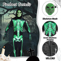 XXLOG Glow in the Dark Skeleton Costume Hooded Jumpsuit Halloween Cosplay Adult by Deal US
