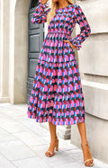 KIRUNDO Womens Spring Long Sleeve Boho Floral Midi Dress Pink Size M by Deal US