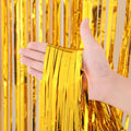 Calmi Halloween Foil Fringe Curtain Backdrop 6.6x3.3ft Orange Purple Black 3Pack by Deal US
