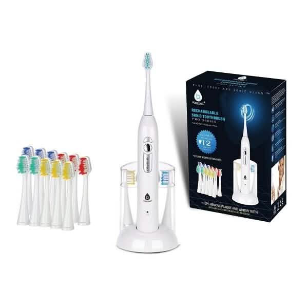 Pursonic S430 Rechargeable Electric Sonic Toothbrush - 12 Brush-Heads Included by DailySale