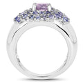 2.43 Carat Genuine Amethyst and Tanzanite .925 Sterling Silver Ring by Bids.com