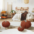 RoseCraft Pumpkin Throw Pillows 3Pc Brown 12/10/8in Fall Thanksgiving by Deal US