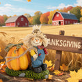 Hodao Thanksgiving Scarecrow Turkey Pumpkin Decor Farmhouse Fall Centerpiece Red by Deal US