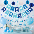 Crosize Blue Birthday Decorations Kit Pre-Strung Banner Tissue Poms Star Garland by Deal US