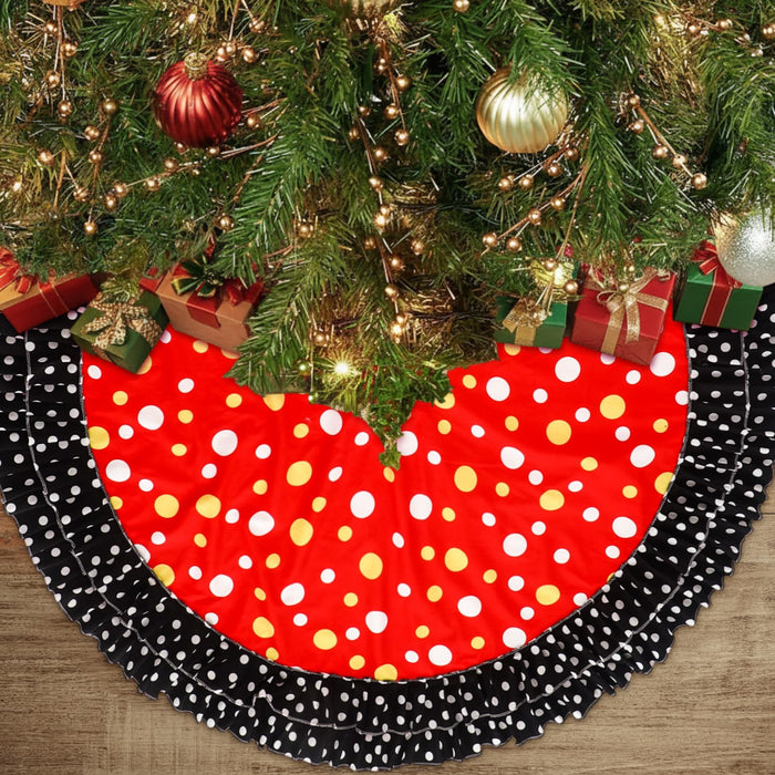 Soulchen Christmas Tree Skirt Double Layer Red Black Yellow Big Wave Point 51" by Deal US