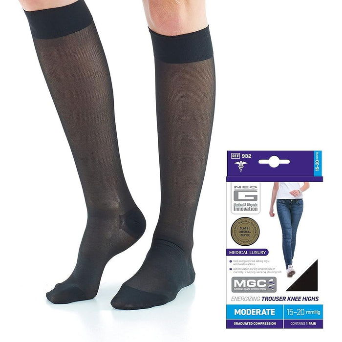 Neo G Energizing Knee High Compression Socks - Black (Large) by Pasteur Pharmacy
