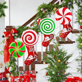Generic Gingerbread Christmas Wooden Ornaments Large Red White Peppermint by Deal US