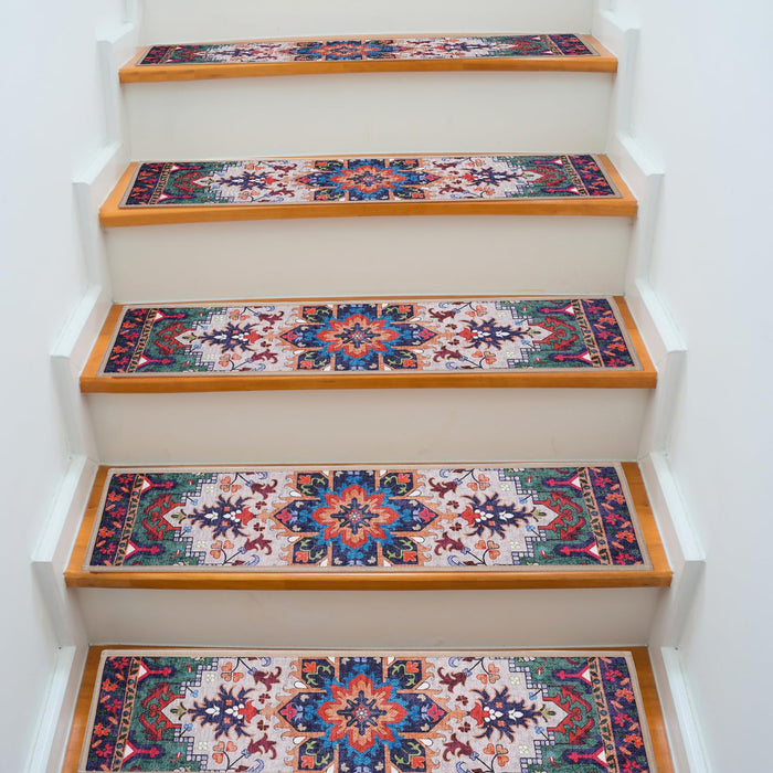 BAOLIVE Stair Treads Carpet 30x8 Orange 4pc Indoor Rubber Backing Boho by Deal US