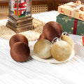 Xmastell 12 Pcs Velvet Christmas Ornaments Set Coffee Brown 3.15 Inch by Deal US